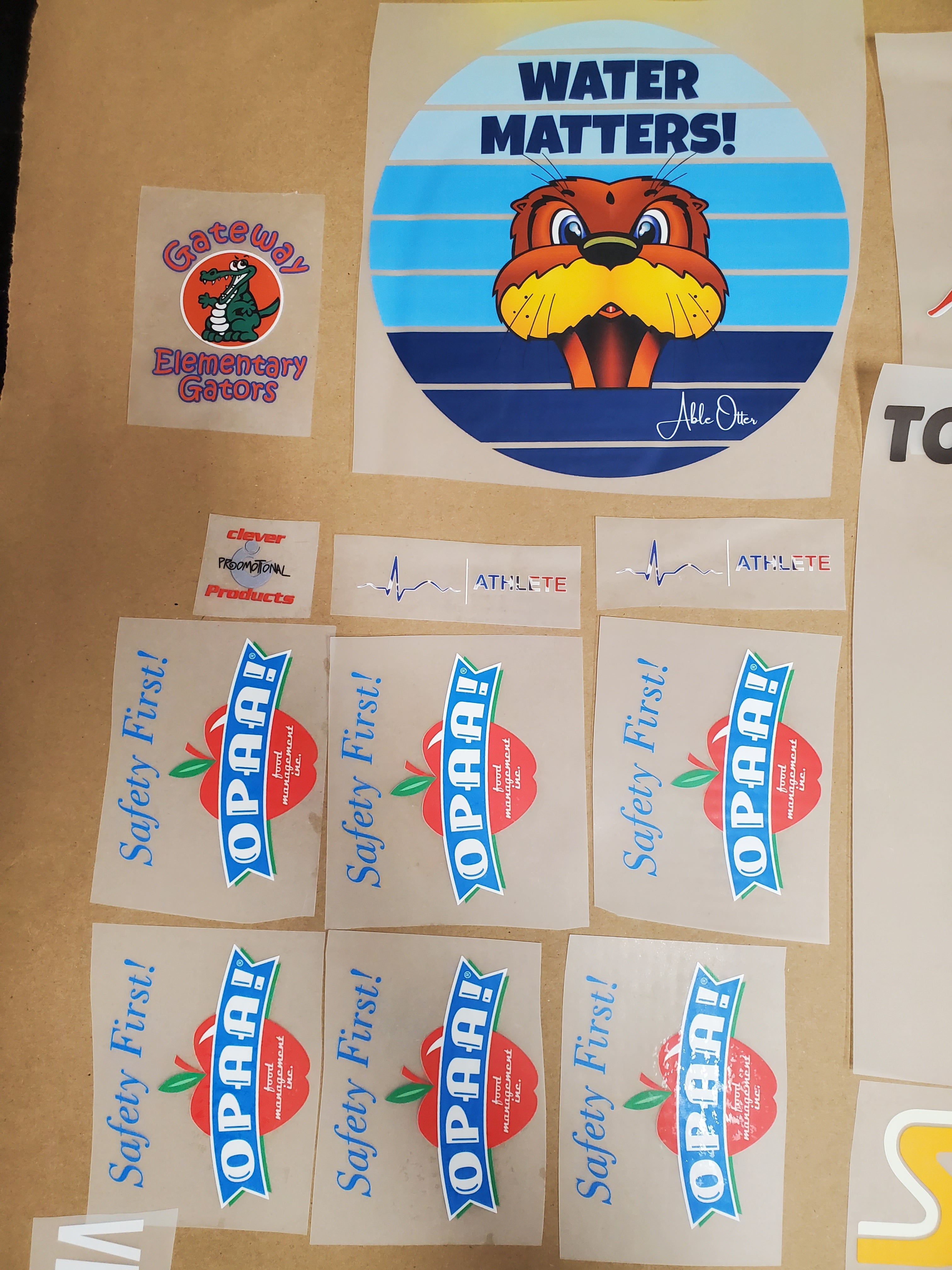 DTF Transfers by Size- Hot Peel